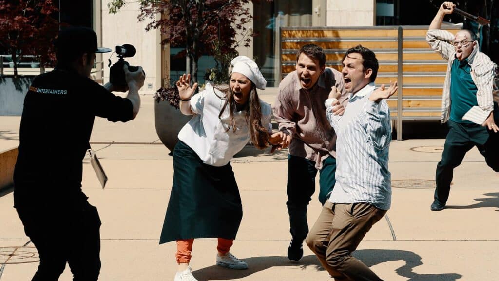 Filmmaker filming the team